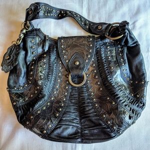 Isabella Fiore Black Leather Shoulder Bag